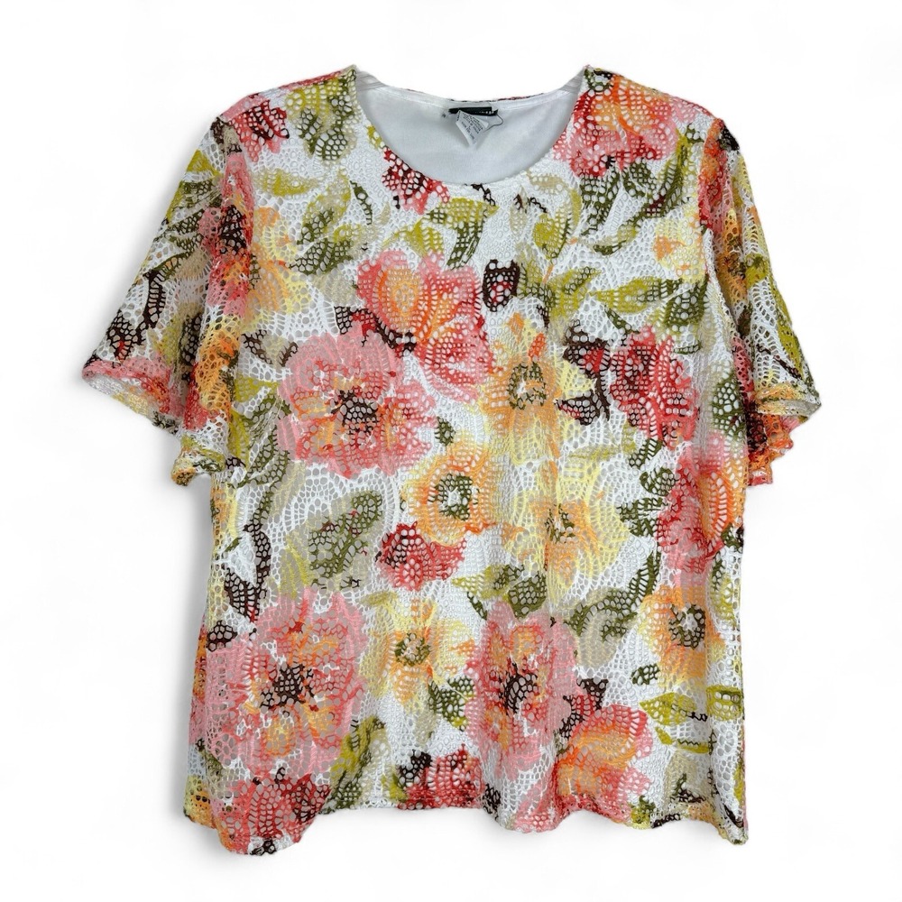 Bonworth Short Sleeve Top Lined Flutter Sleeve Womens Size Large